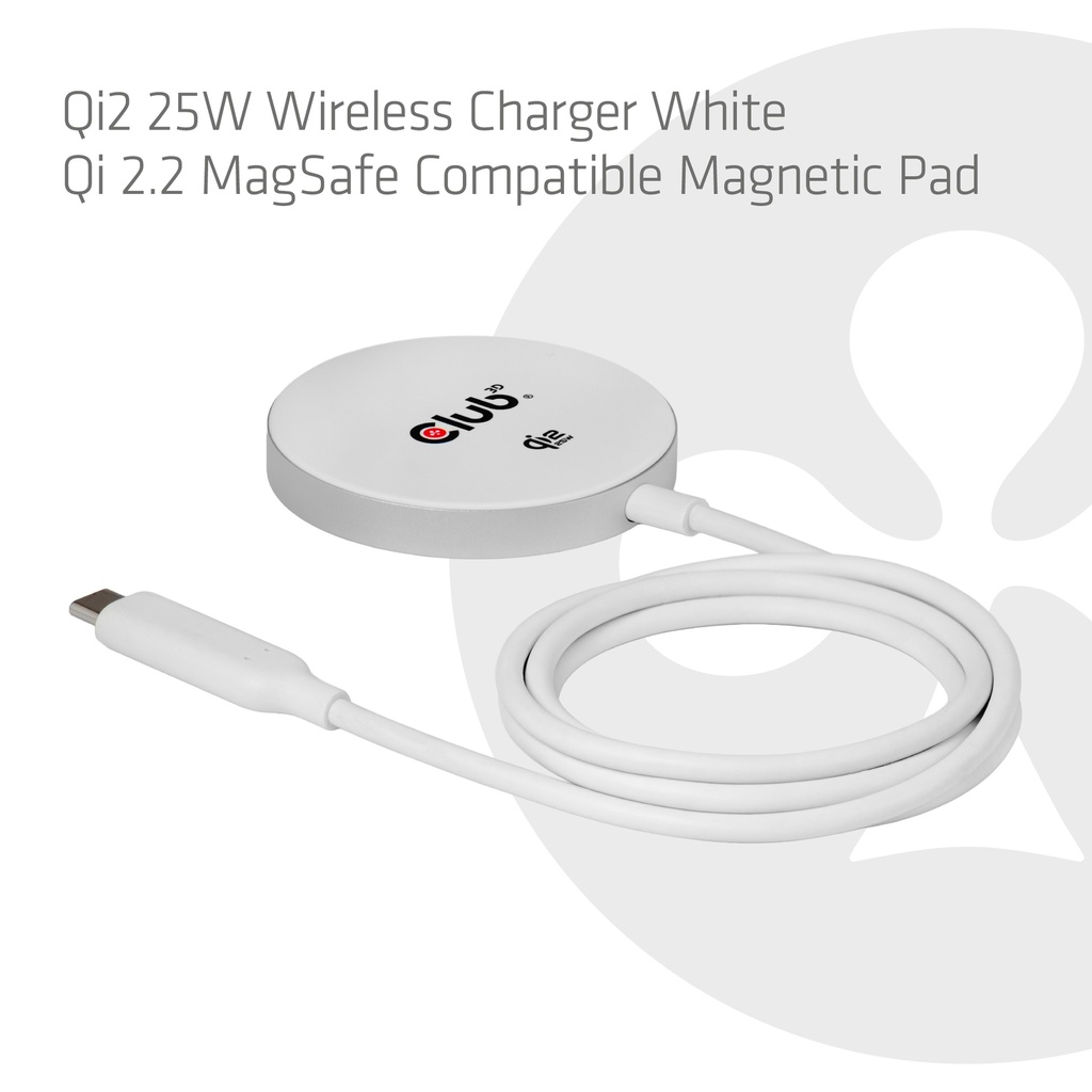 Qi2 25W Wireless Charger White Qi 2.2 MagSafe Compatible Magnetic Pad