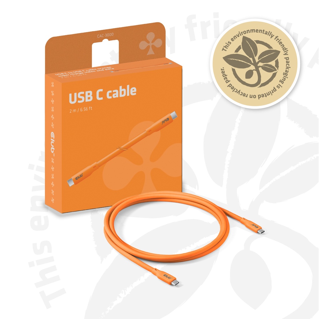USB4 Gen2x2 Type-C Bi-Directional Orange 4K60Hz, Data 20Gbps, PD 240W(48V/5A) EPR M/M 2m/6.56ft