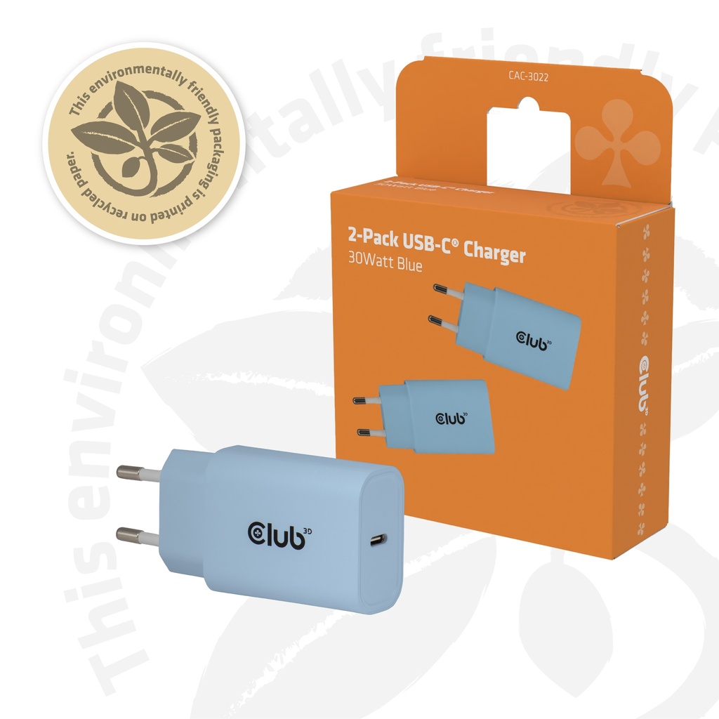 2-Pack USB C Charger 30 Watt Blue