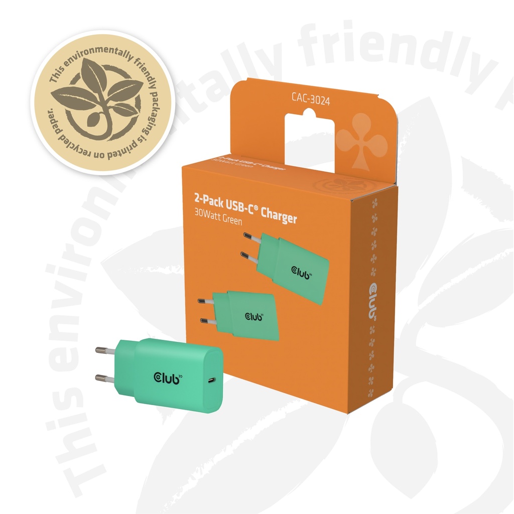 2-Pack USB C Charger 30 Watt Green