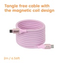 USB-C® Magnetic-Coil 240W PD3.1 Pink Cable 2m / 6.56ft Fast Charging