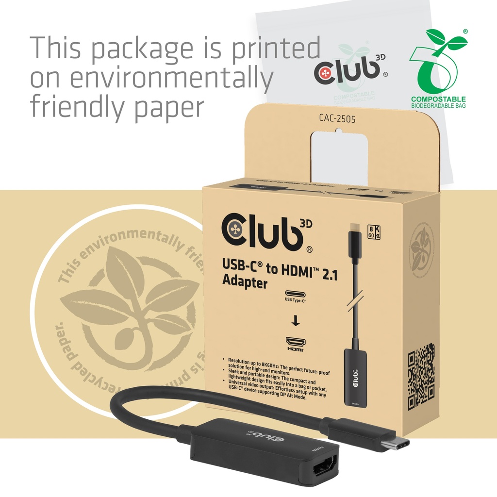 CAC-2505 USB-C® to HDMI™ 2.1 Adapter 8K60Hz