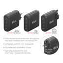 Travel Charger 100W GaN technology, Four port USB -A(2x) and -C®(2x), Power Delivery(PD) 3.0 Support