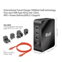 International Travel Charger 140W GaN technology, Four port USB -A(1x) and -C®(3x), PPS + Power Delivery(PD) 5Gbps Support