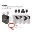 International Travel Charger 140W GaN technology, Four port USB -A(1x) and -C®(3x), PPS + Power Delivery(PD) 5Gbps Support