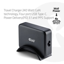 Travel Charger 240 Watt GaN technology, Four port USB -C®, Power Delivery(PD) 5Gbps and PPS Support