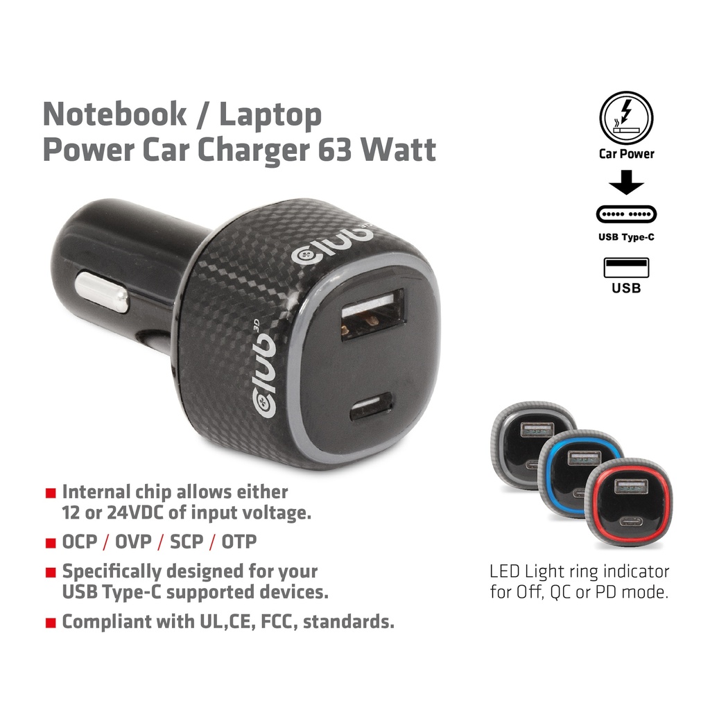 Notebook / Laptop Power Car Charger 63 Watt 