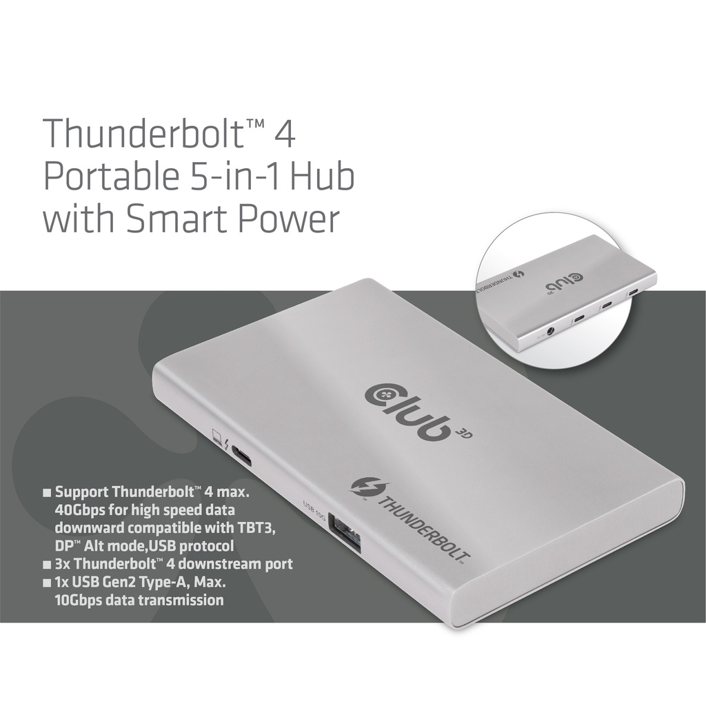Thunderbolt™4 Portable 5-in-1 Hub with Smart Power