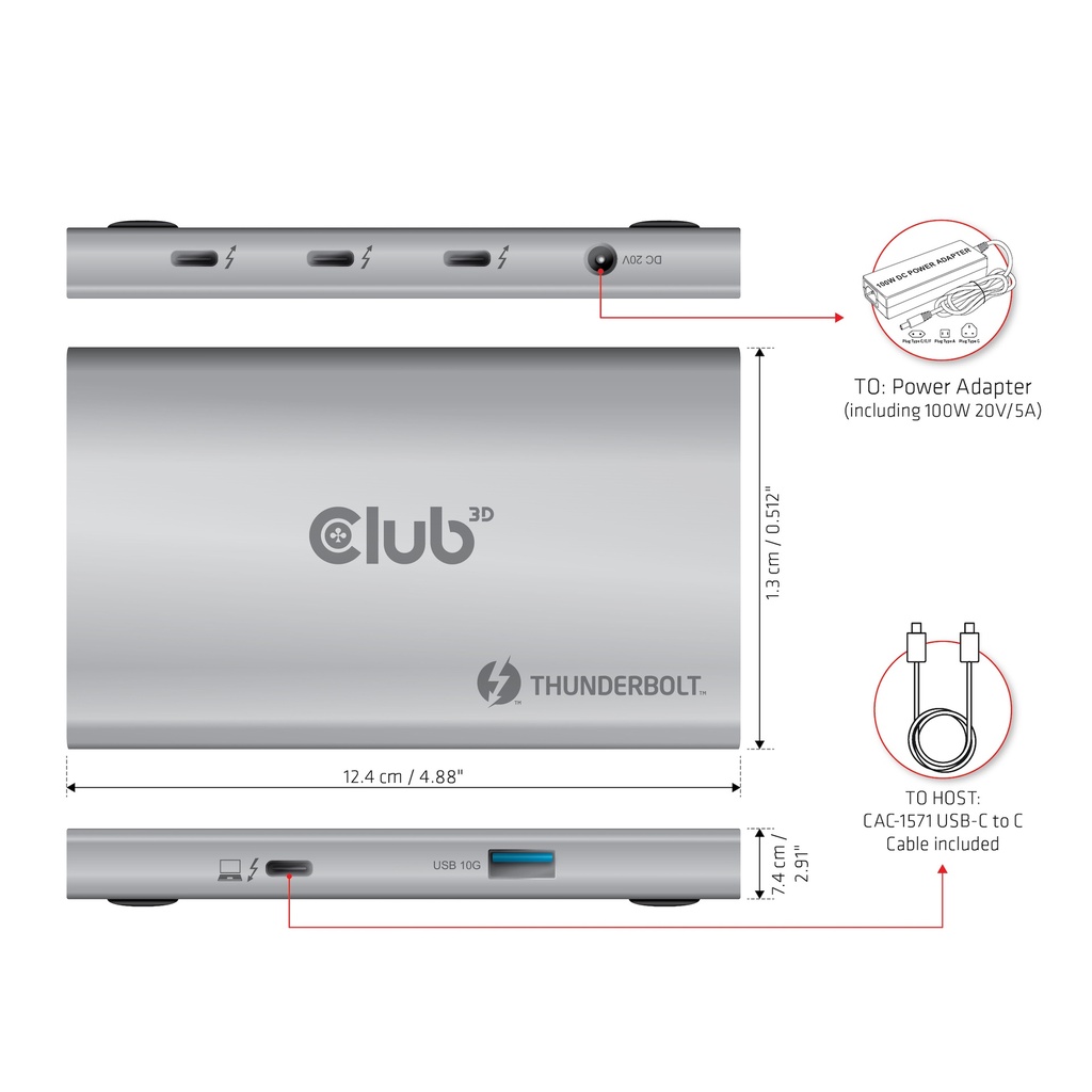 Thunderbolt™4 Portable 5-in-1 Hub with Smart Power
