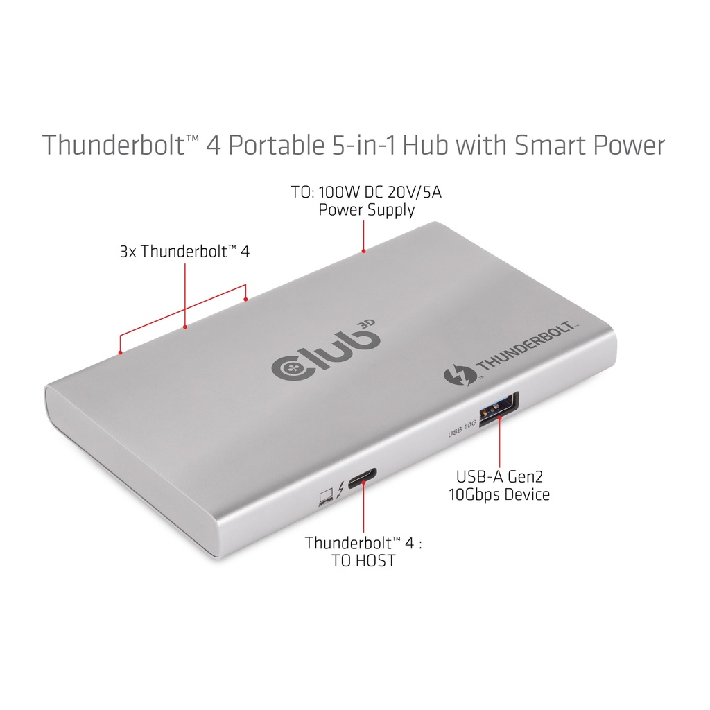 Thunderbolt™4 Portable 5-in-1 Hub with Smart Power