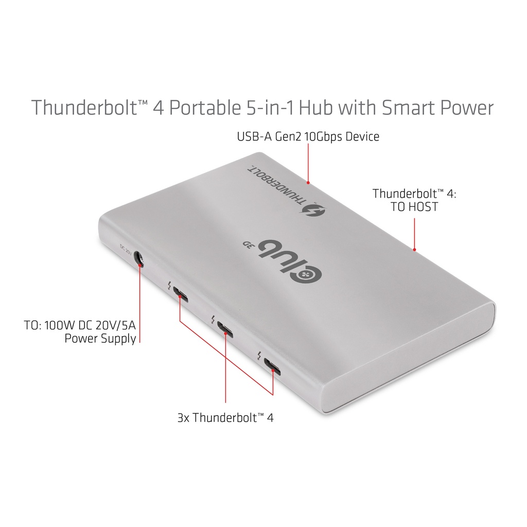 Thunderbolt™4 Portable 5-in-1 Hub with Smart Power