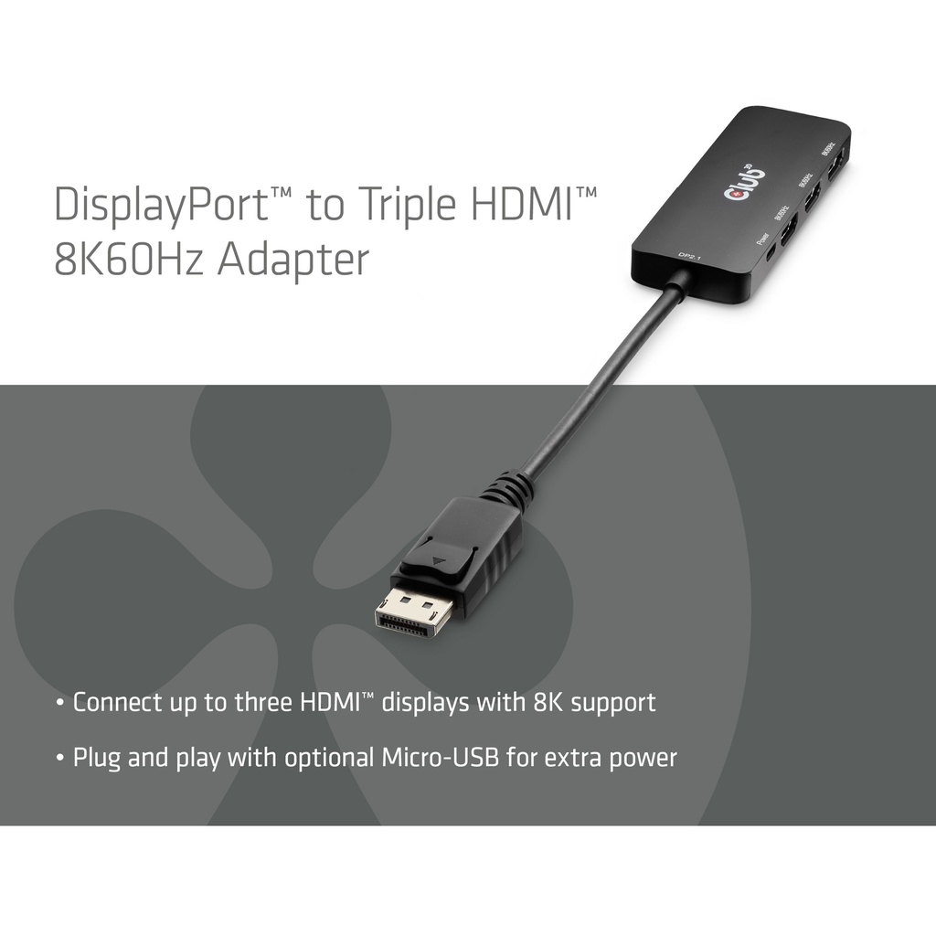 DisplayPort™ to Triple HDMI™ 8K60Hz Hub