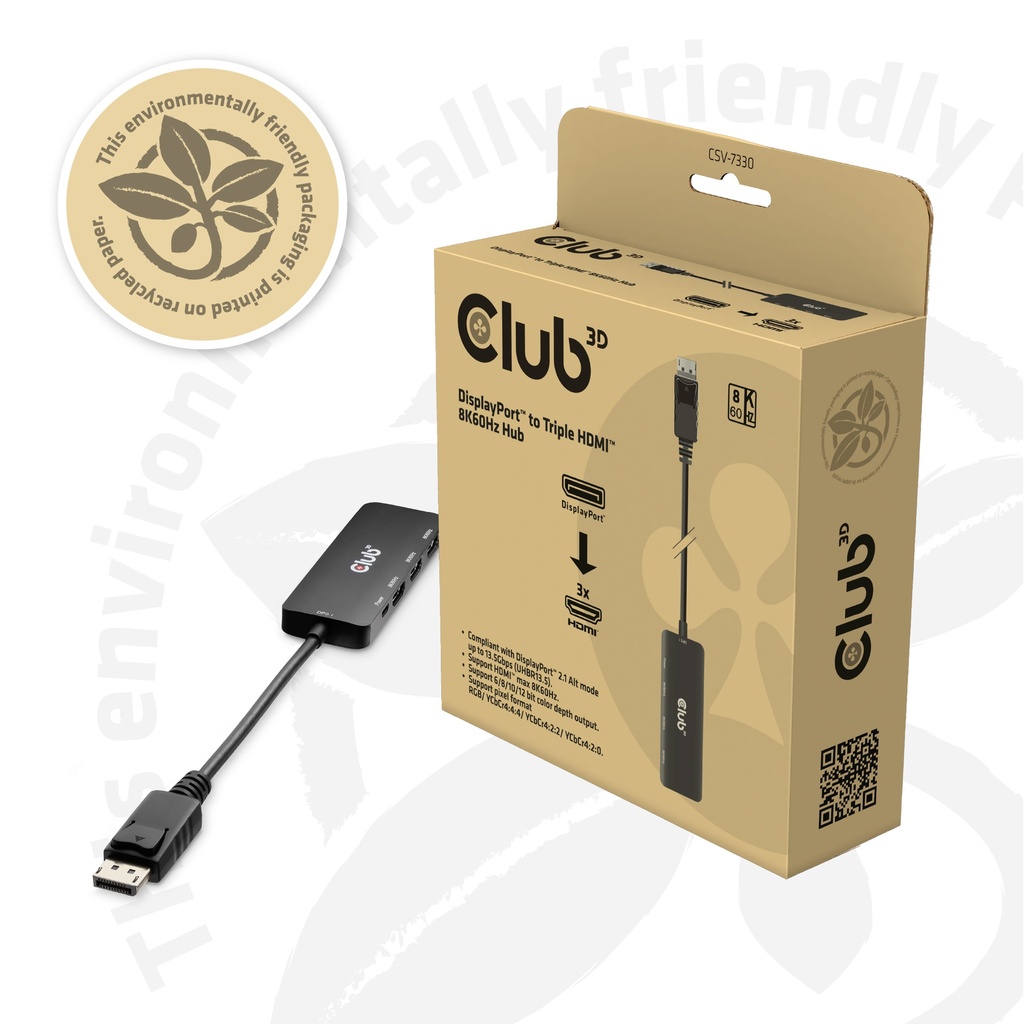 DisplayPort™ to Triple HDMI™ 8K60Hz Hub