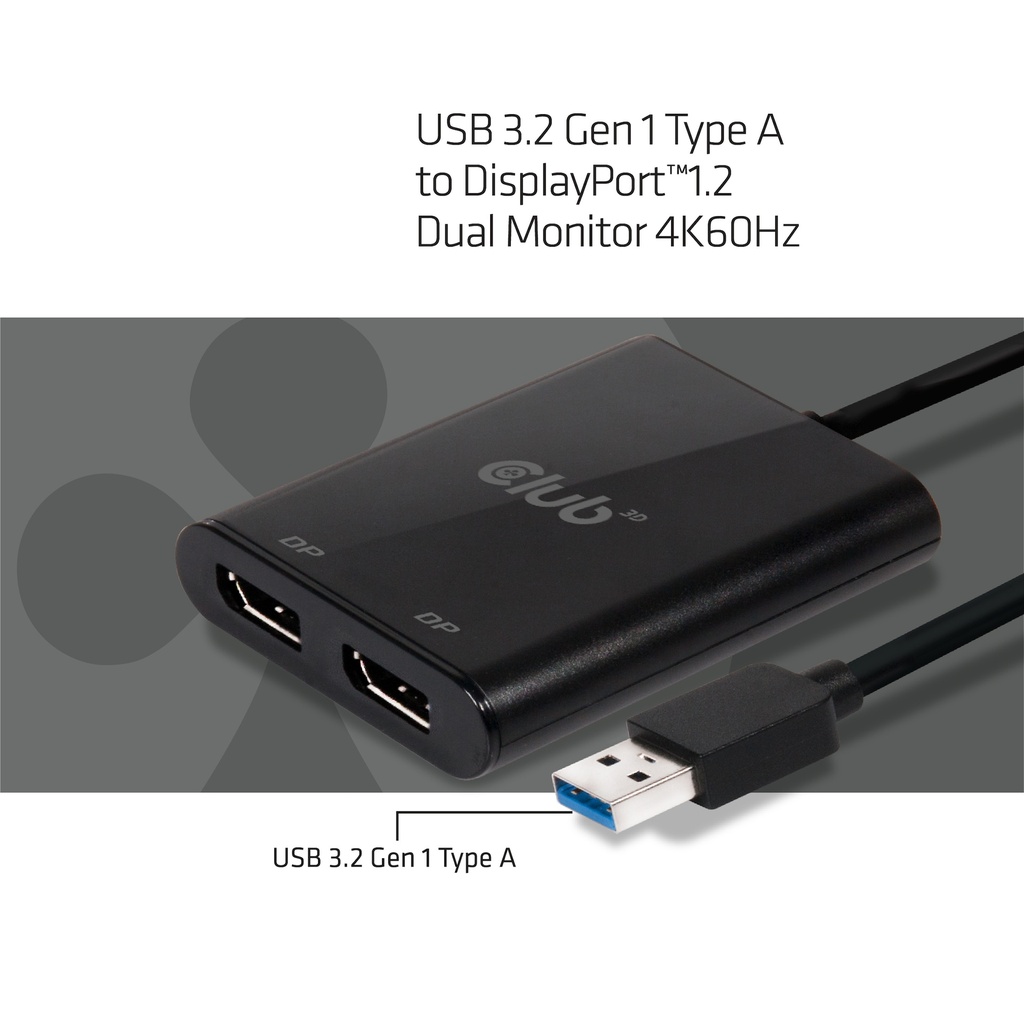 USB-A to DisplayPort™1.2 Dual Monitor 4K60Hz Video Splitter