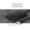 USB-A to DisplayPort™1.2 Dual Monitor 4K60Hz Video Splitter