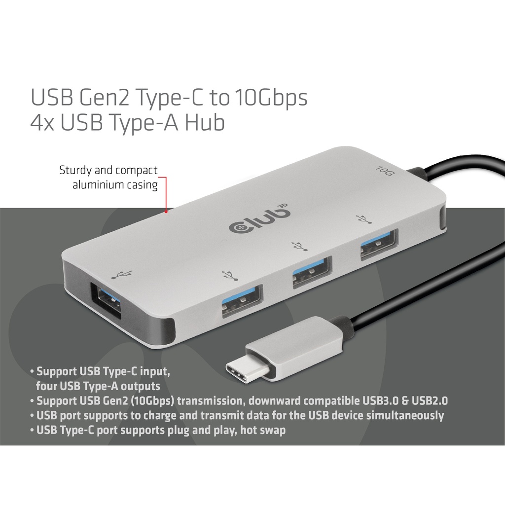USB-C®10Gbps  to 10Gbps 4x USB Type-A Hub