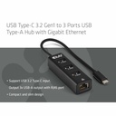 USB-C® 5Gbps to 3 Ports USB Type-A Hub with Gigabit Ethernet