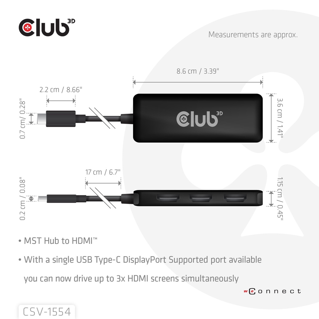 USB-C® to Triple HDMI™ MST Hub 4K60Hz 