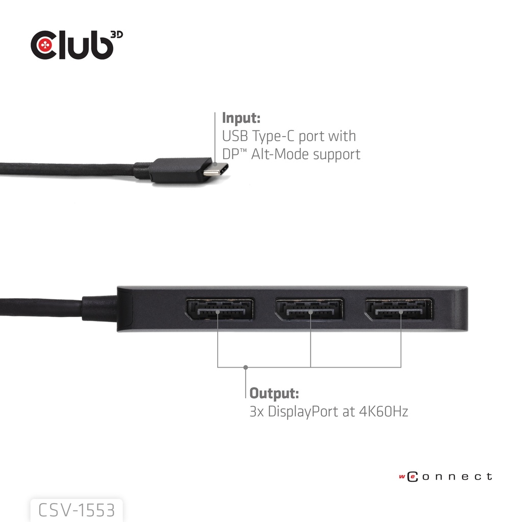 USB-C® to Triple  DisplayPort™  MST Hub 4K60Hz 