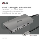 USB-C®5Gbps 8-in-1 hub with 2x HDMI™, 2x USB-A, RJ45, SD/Micro SD card slots and USB-C®female port