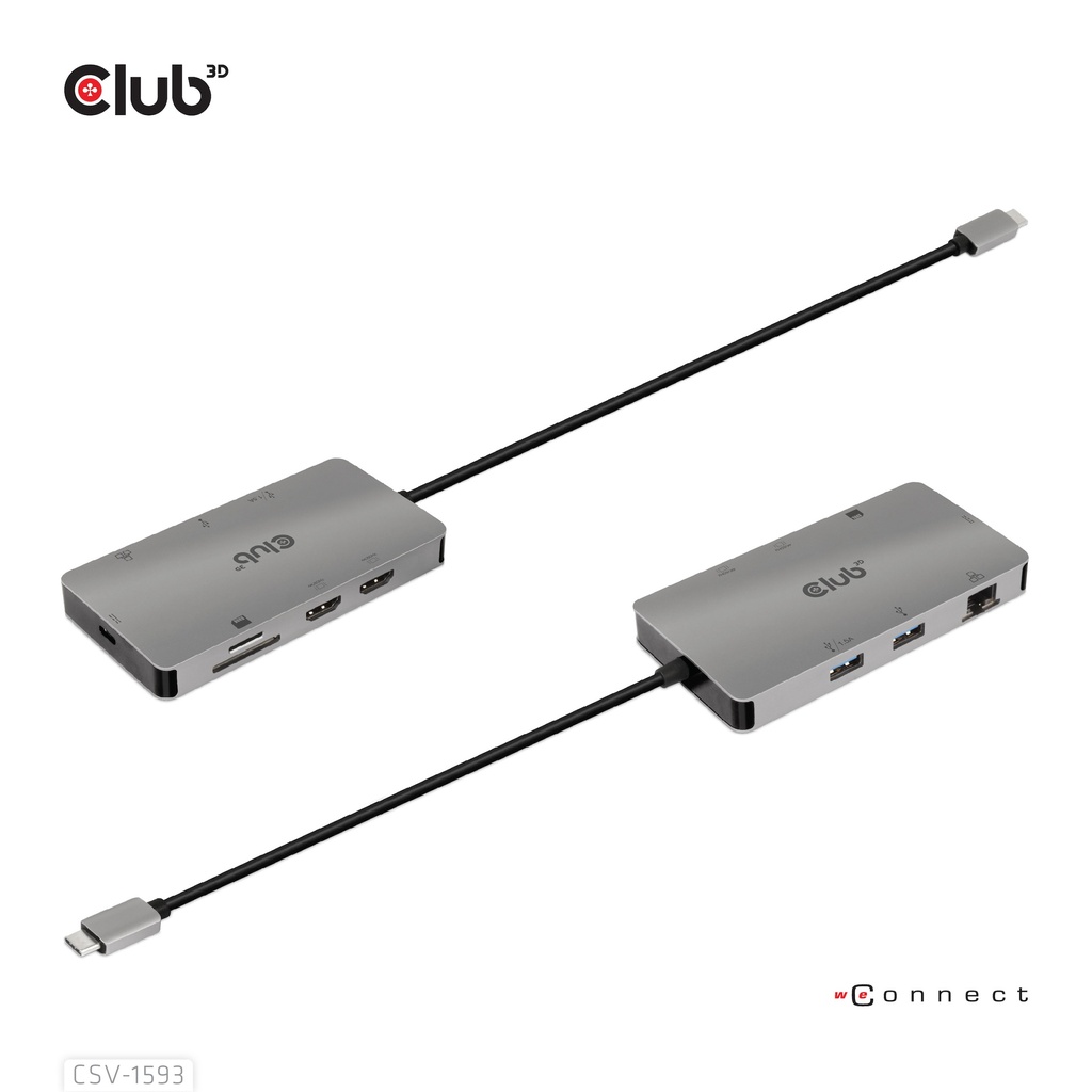 USB-C®5Gbps 8-in-1 hub with 2x HDMI™, 2x USB-A, RJ45, SD/Micro SD card slots and USB-C®female port