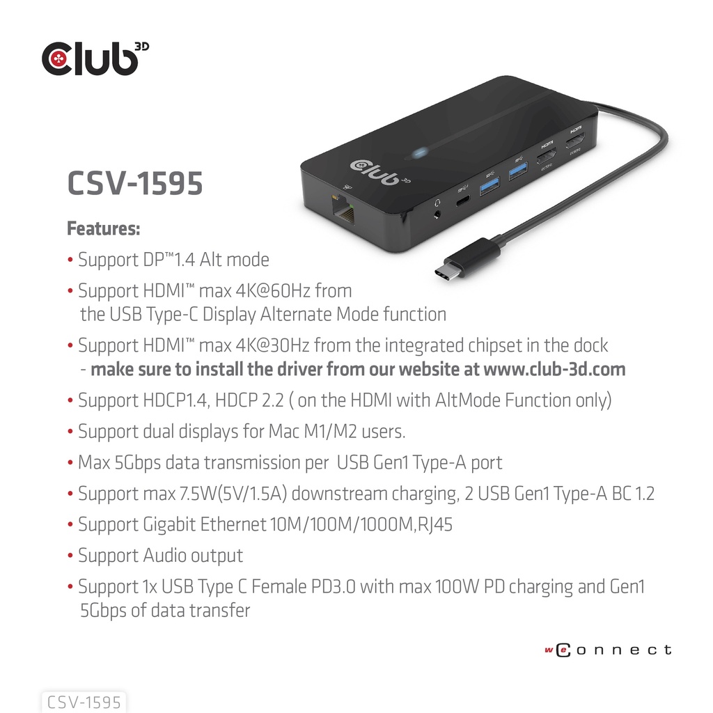 USB-C®5Gbps 7-in-1 hub with 2x HDMI™, 2x USB-A 5Gbps, 1x RJ45, 1x 3.5mm Audio, 1x USB-C® 5Gbps 100W Female port