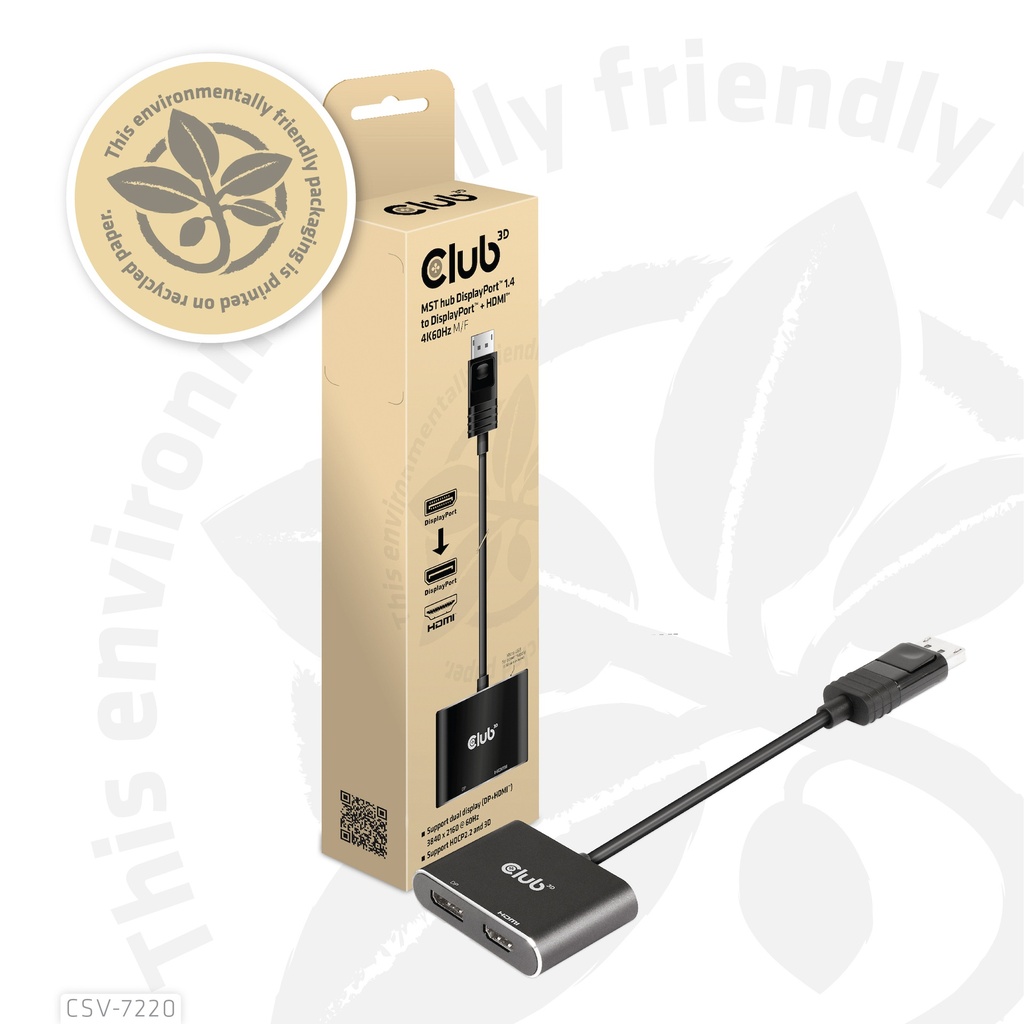 MST hub DisplayPort™ 1.4 to DisplayPort™ + HDMI™ 4K60Hz M/F 
