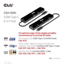 USB-C®10Gbps, 6-in-1 Hub with HDMI™ 8K60Hz or 4K120Hz, 2xUSB Type-A(10G), Ethernet RJ45(2.5G) and 2xUSB-C®, 1x Data(10G) and 1xPD3.0 charging 100 watt