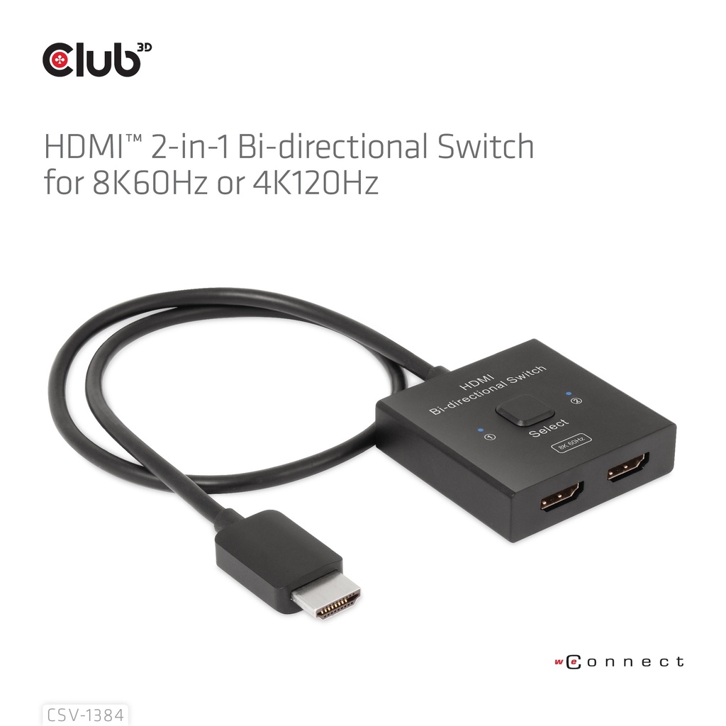 HDMI™ 2-in-1 Bi-directional Switch for 8K60Hz or 4K120Hz