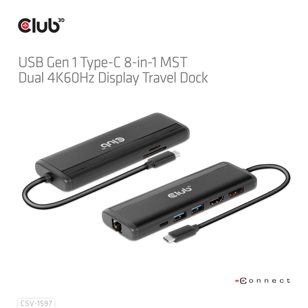 USB-C®5Gbps  8-in-1 MST Dual 4K60Hz Display Travel Dock