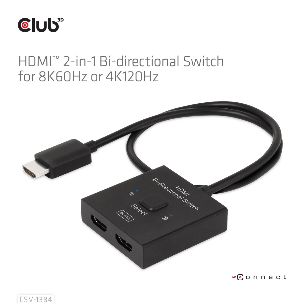 HDMI™ 2-in-1 Bi-directional Switch for 8K60Hz or 4K120Hz