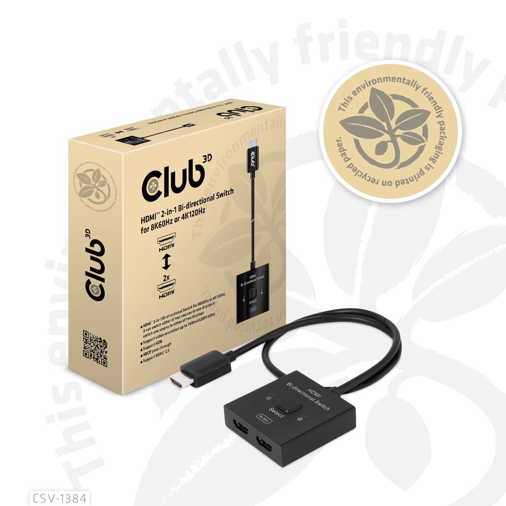 HDMI™ 2-in-1 Bi-directional Switch for 8K60Hz or 4K120Hz