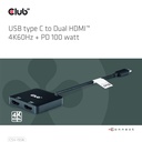 USB-C® MST Hub to Dual HDMI™ 4K60Hz M/F+PD3.0 100 Watt