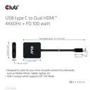 USB-C® MST Hub to Dual HDMI™ 4K60Hz M/F+PD3.0 100 Watt