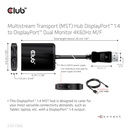 Multistream Transport (MST) Hub DisplayPort™ 1.4 to DisplayPort™ Dual Monitor 4K60Hz M/F