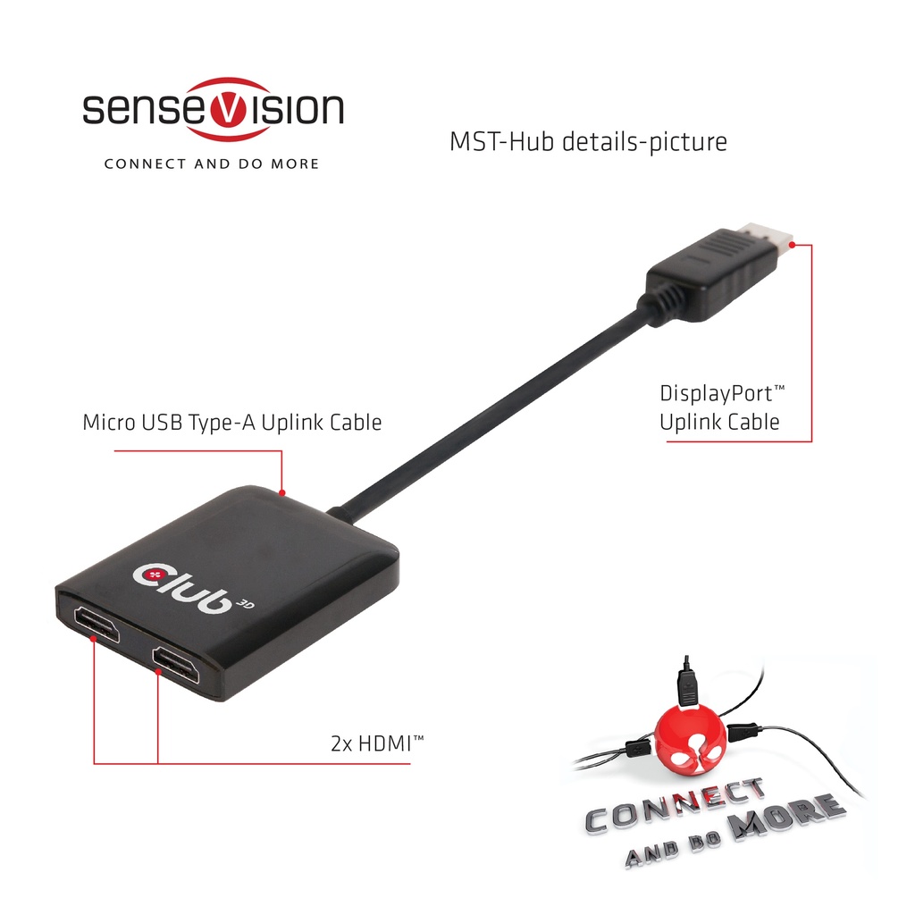 Multi Stream Transport Hub DisplayPort™ 1.2 Dual Monitor to HDMI™