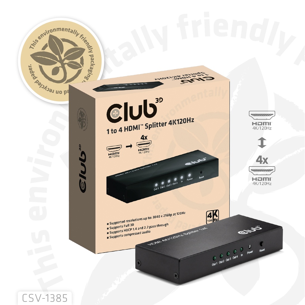 1 to 4 HDMI™ Splitter 4K120Hz
