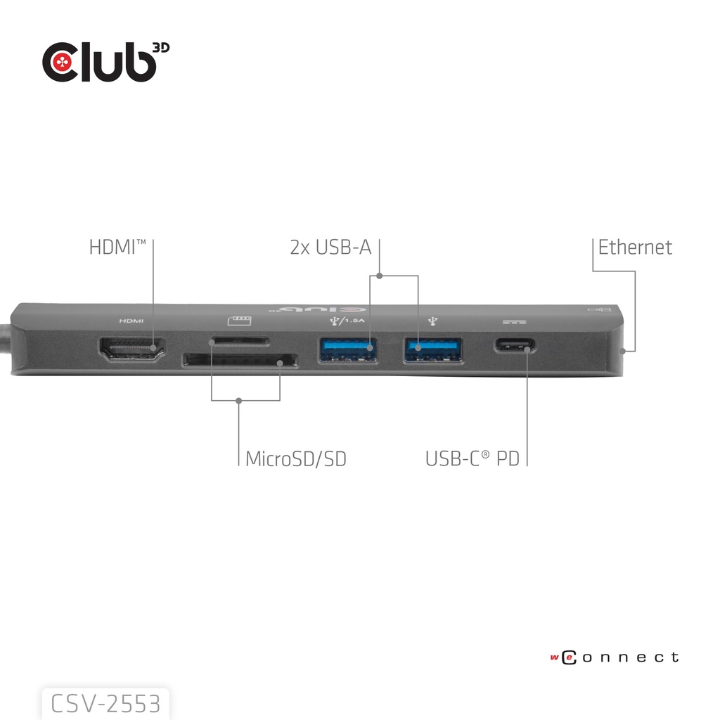 USB-C® 7-in-1 Hub to HDMI™ 4K60Hz /SD-TF Card slot 2x USB  A / USB-C® PD / RJ45