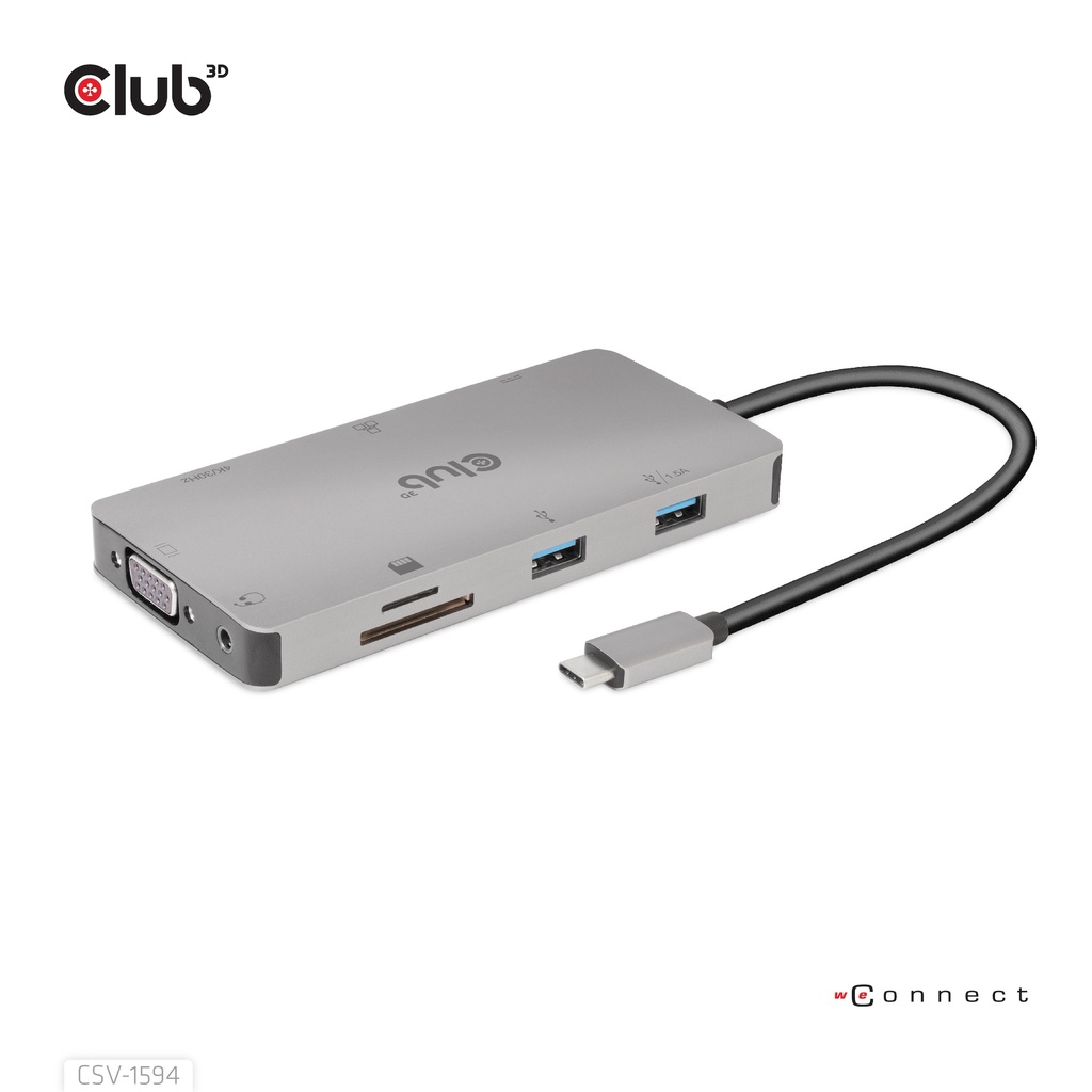 USB-C® 5Gbps  9-in-1 hub with HDMI™, VGA, 2x USB-A 5Gbps, RJ45, SD/Micro SD card slots and USB-C® Female port