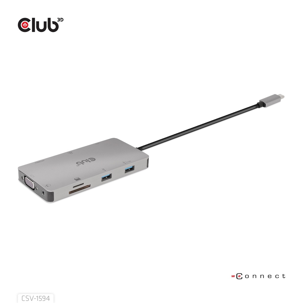 USB-C® 5Gbps  9-in-1 hub with HDMI™, VGA, 2x USB-A 5Gbps, RJ45, SD/Micro SD card slots and USB-C® Female port