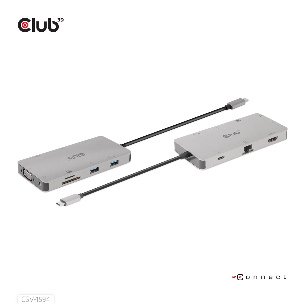 USB-C® 5Gbps  9-in-1 hub with HDMI™, VGA, 2x USB-A 5Gbps, RJ45, SD/Micro SD card slots and USB-C® Female port