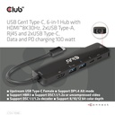 USB-C®5Gbps 6-in-1 Hub with HDMI™ 8K30Hz-4K120Hz, 2xUSB Type-A, RJ45 and 2xUSB-C®, Data and PD charging 100 watt