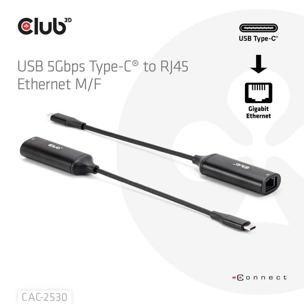 USB-C® to RJ45 Ethernet M/F Adapter