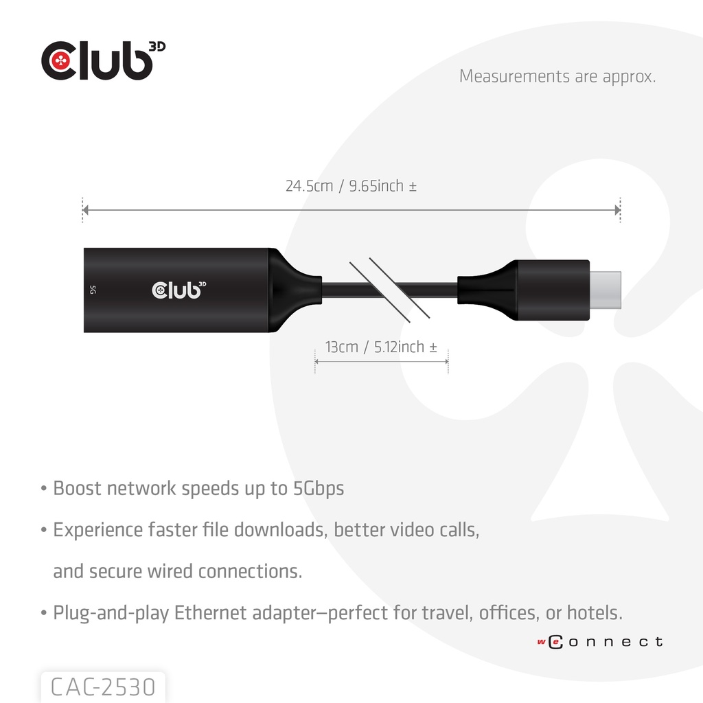 USB-C® to RJ45 Ethernet M/F Adapter