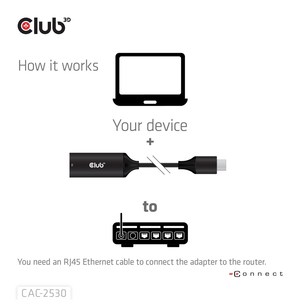 USB-C® to RJ45 Ethernet M/F Adapter