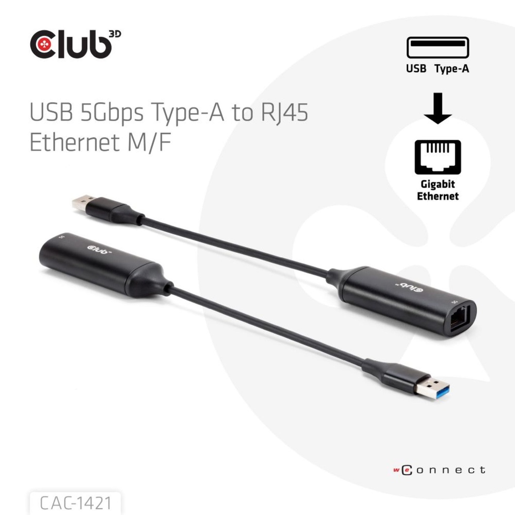 USB-A to RJ45 Ethernet 5G M/F Adapter