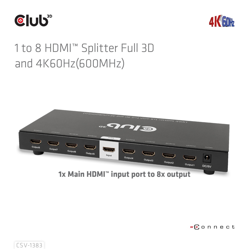 1 to 8 HDMI™ Splitter Full 3D and 4K60Hz(600MHz)