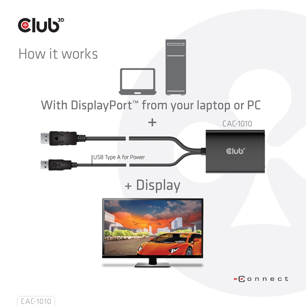 DisplayPort™ to Dual Link DVI-D HDCP ON version Active Adapter M/F 