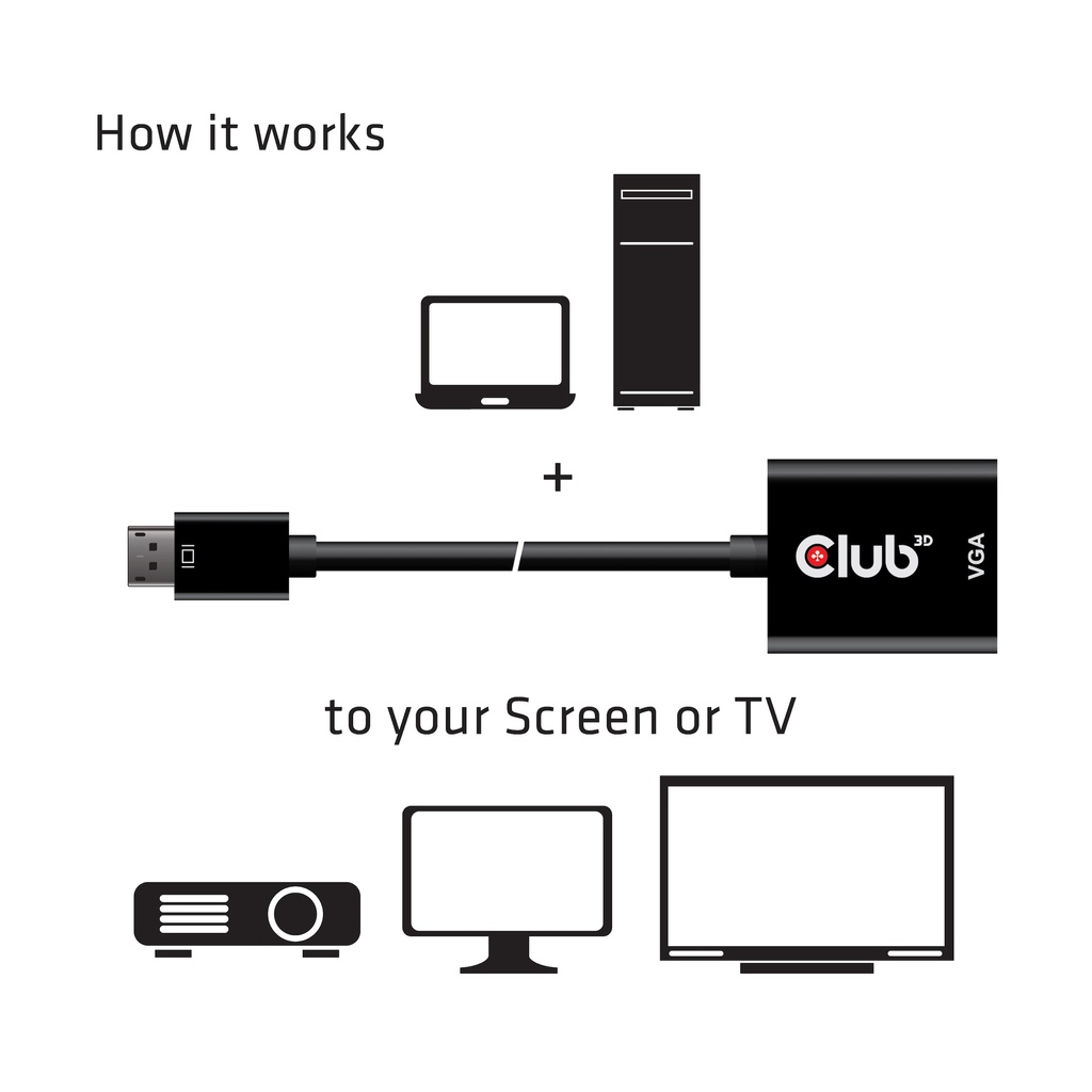 DisplayPort™ to VGA Black Active Adapter M/F