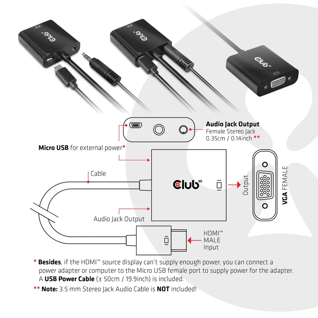 HDMI™ 1.4 to VGA Adapter with Audio M/F